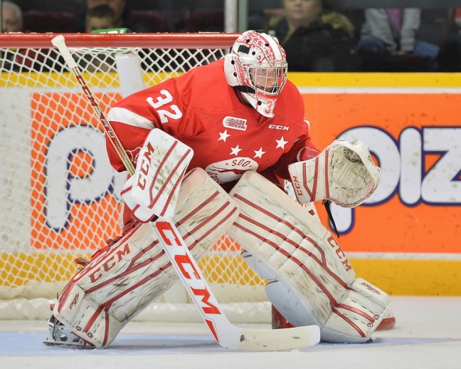 Joseph Raaymakers of the Sault Ste. Marie Greyhounds. Photo by Terry Wilson / OHL Images.