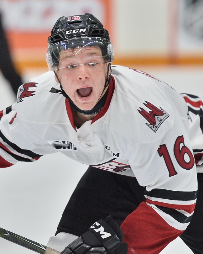 Nate Schnarr of the Guelph Storm. Photo by Terry Wilson / OHL  Images.
